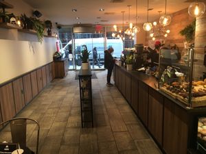 View of coffee shop from inside at Gregory's Coffee - 3rd Ave in New York City