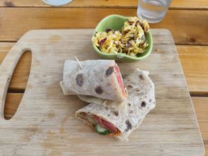 Falafel wrap at Pat's Deli Farm in Sarande