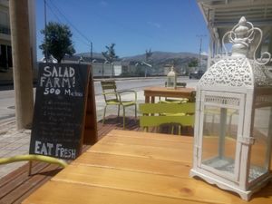 Salad Farm outside seating at Pat's Deli Farm in Sarande