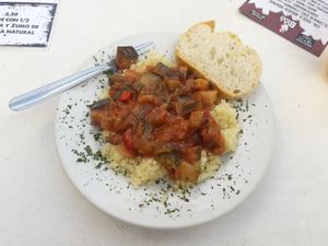 Curried vegetables with nuts and cus cus at Libido Bar in Granada
