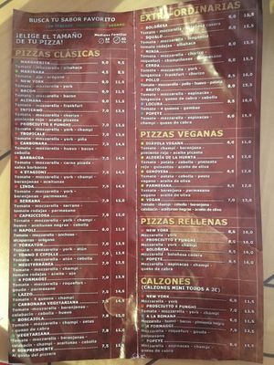 Menu at Libido Bar in Granada