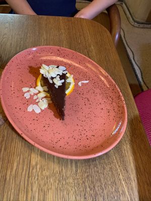 Orange and chocolate raw cake...soo delicious  at Maitrea in Prague