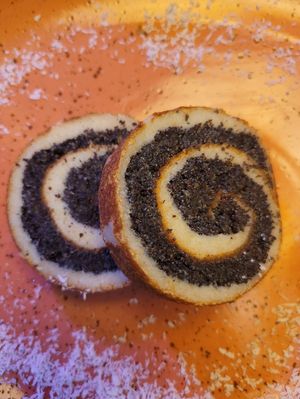 poppy seed rolls, didn't really like them :( at Maitrea in Prague