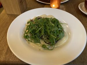 bulgur with mushrooms  at Maitrea in Prague