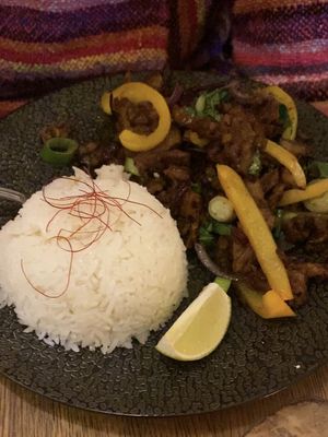 Seitan stir fry  at Maitrea in Prague