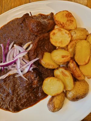 goulash with potatoes at Maitrea in Prague