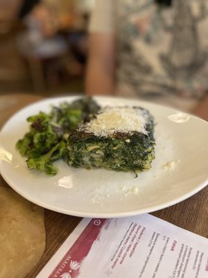 Vegetarian spinach lasagne  at Maitrea in Prague