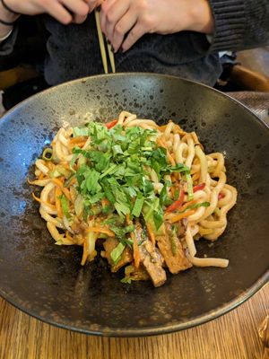 Udon noodles with peanut sauce (vegan) at Maitrea in Prague