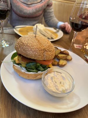 Beyond meat burger   at Maitrea in Prague