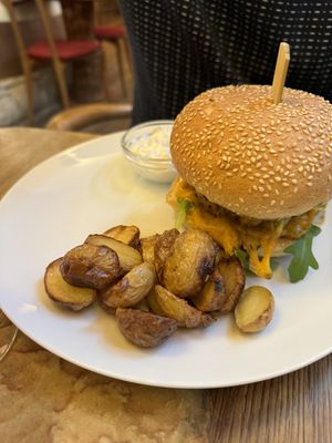 Beyond meat burger   at Maitrea in Prague