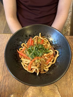 peanut udon noodles  at Maitrea in Prague