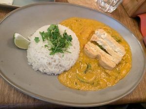 Sweet potato curry at Maitrea in Prague