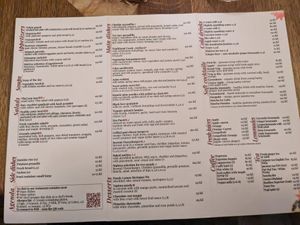 Menu at Maitrea in Prague