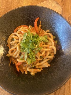 Udon noodles with ginger and peanutt  at Maitrea in Prague