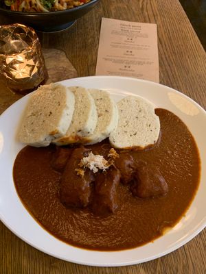 Black beer goulash (335kč) at Maitrea in Prague