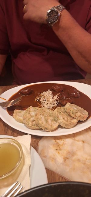 Veg goulash wit dumplings  at Maitrea in Prague