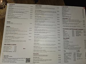 The menu at Maitrea in Prague