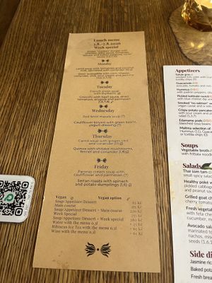 Lunch menu - Weekly specials   at Maitrea in Prague