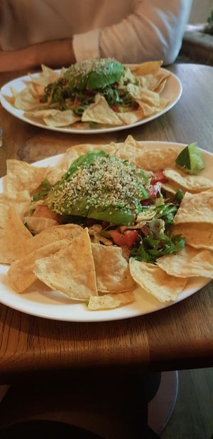 Avocado salad with nachos at Maitrea in Prague