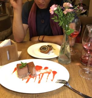 Almost eaten cheesecake (perfect!!) and the apple strudel, which was nice but nothing absolutely special. Still recommend both of them.  at Maitrea in Prague