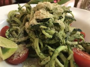 Zucchini spaghetti Pesto  at Maitrea in Prague