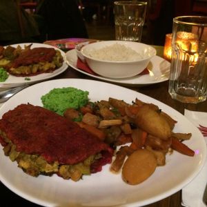 vegan beetroot pancake at Maitrea in Prague
