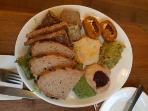 Sharing starter platter at Maitrea in Prague
