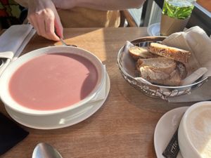 The truffle and salsify soup was lovely
  at Mill'Feuille in Luzern