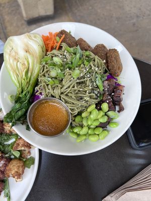 Soba noodles with falafel on the side #Veganuary at Panama 66 in San Diego