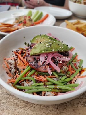 Korean BBQ Bowl with Beyond Meat at Karl Strauss Brewing Company - Scranton Rd in San Diego