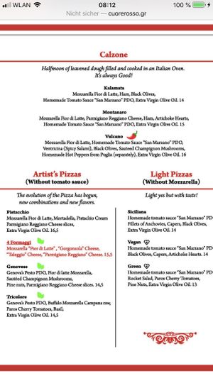 Vegan pizza  at Cuore Rosso in Paros