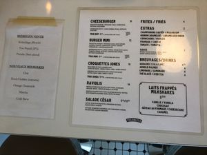 Menu at Mimi & Jones in Montreal