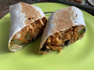 Burrito with sweet potato hash and black beans at Trail Break in Quechee