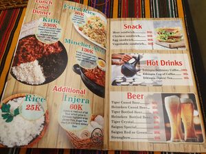 Menu 1 at Sara Ethiopian Restaurant in Ho Chi Minh City