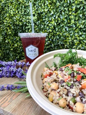 Cowboy Buddha Bowl with Kombucha at Forest Greens in Lake Bluff