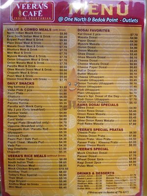 Menu at Veera's Cafe - Bedok Point in East Singapore