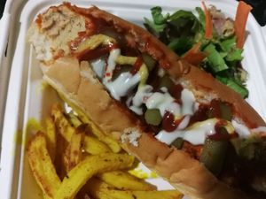 Take away - Hotdog (after a bite 😬) at Grön Vegan Yard in Nicosia