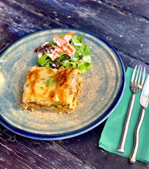 Baked Pasta at Grön Vegan Yard in Nicosia