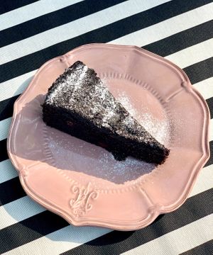 Cacao Cherry Cake at Grön Vegan Yard in Nicosia