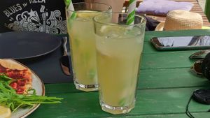Lemonade with lemons from their garden at Grön Vegan Yard in Nicosia
