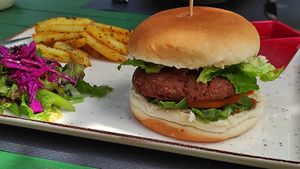 Soy burger at Grön Vegan Yard in Nicosia