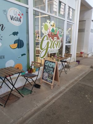 Outside of the shop in the Municipal Market at Grön Vegan Yard in Nicosia