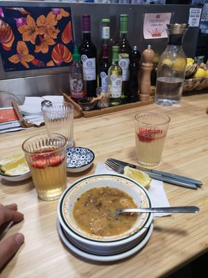 Lentil soup with bulgar wheat at Grön Vegan Yard in Nicosia
