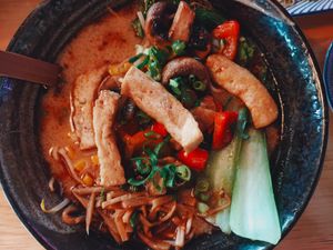 Black Spicy Vegan noodle soup at Xu Noodles in Eindhoven