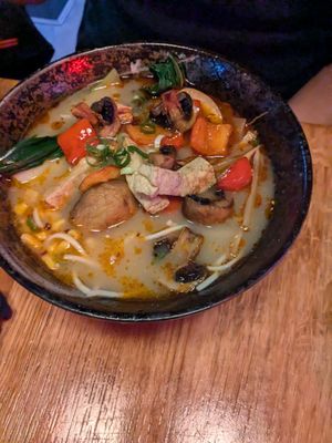 Vegan black garlic noodle soup. at Xu Noodles in Eindhoven