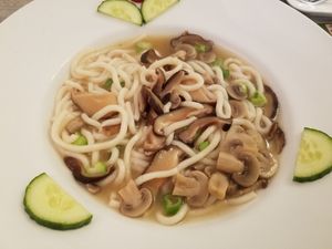 Udon with mushrooms at SU in Klagenfurt