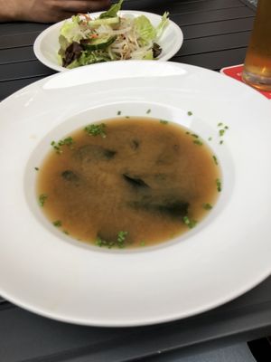 Miso soup and salad  at SU in Klagenfurt