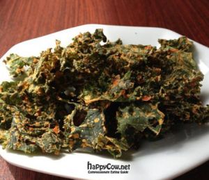 vegan cheesy kale chips - Scrumptious! at Shangri-La Tea Room and Vegetarian Restaurant in Boise