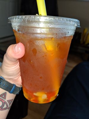 Passion fruit iced tea with jellies at Good Fortune Cafe in Gaithersburg