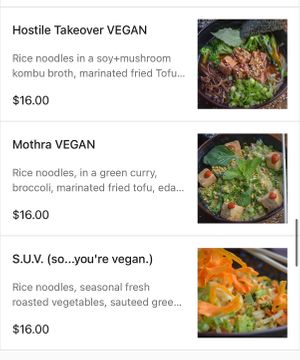 My three favorite vegan options.  at SoSoBa in Flagstaff